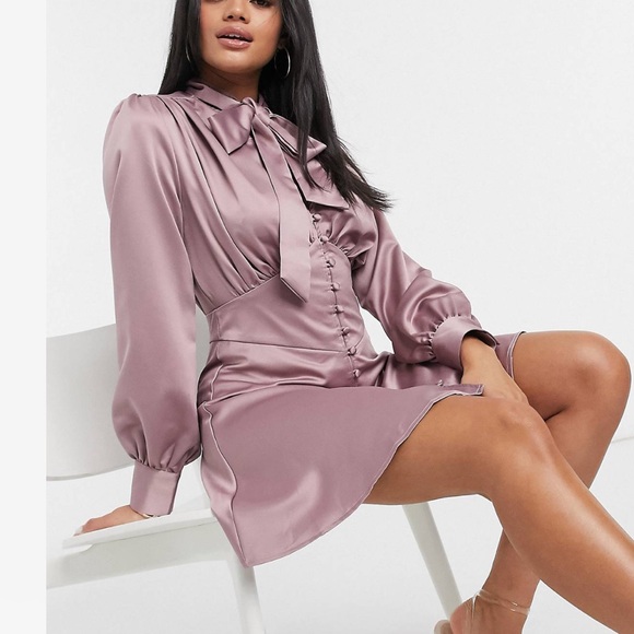 Missguided Dresses & Skirts - Missguided satin mauve dress